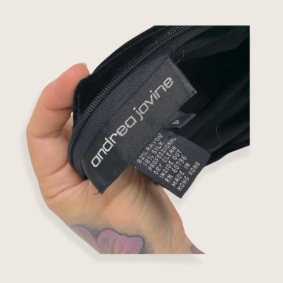 Vintage 90s Andrea Jovine Black Velvet Turtleneck Long Sleeve Tunic Small - Picture 12 of 12